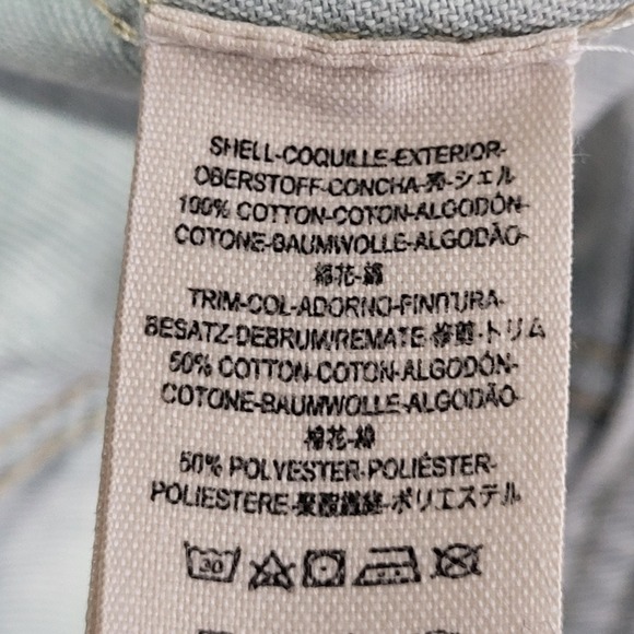 Free People Size 8 Denim Jean JACKET    White Washed  Baja  Aztec Knit - Picture 7 of 13